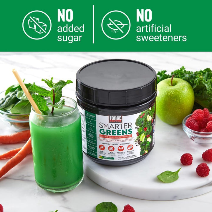 FORCE FACTOR Smarter Greens Superfoods + polvo energético para aume...
