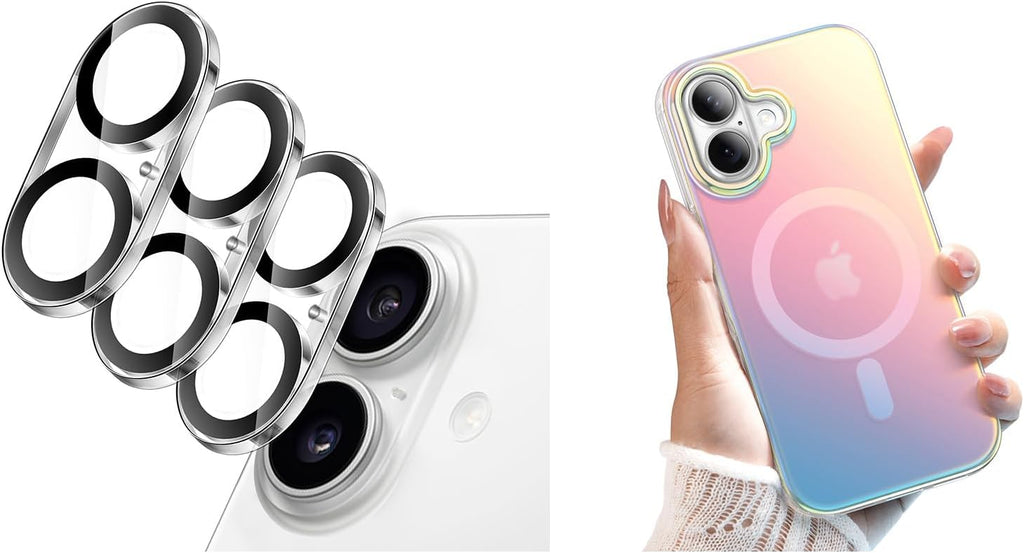 JETech Paquete de protector de lente de cámara y funda iridiscente para iPhone 17