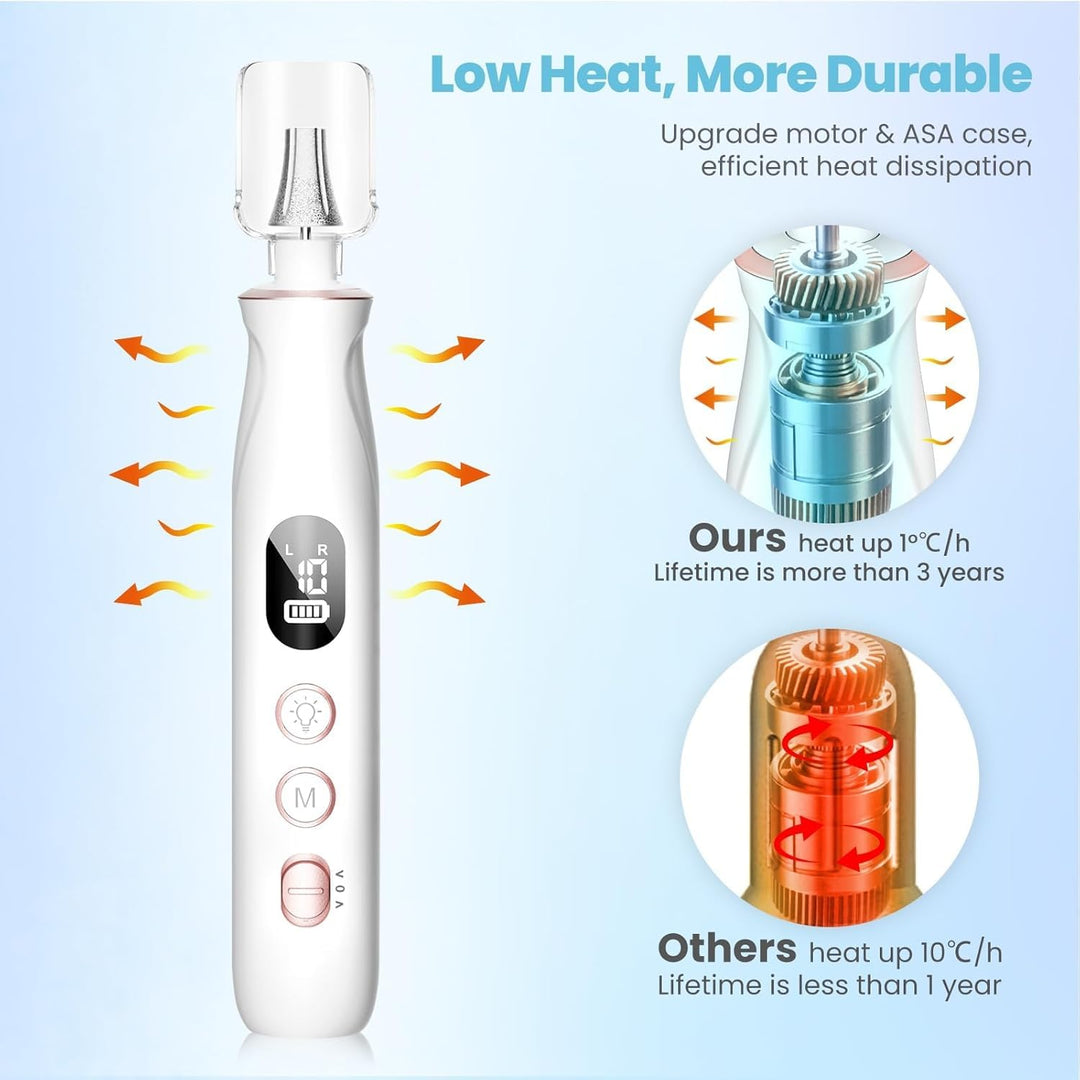 HSKAI Lima de uñas eléctrica, molinillo de uñas inalámbrico para uñ...