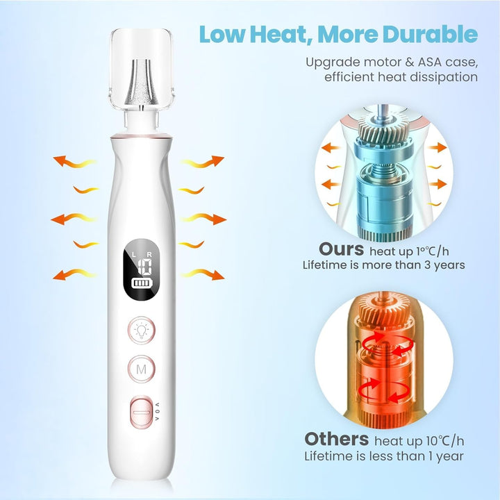 HSKAI Lima de uñas eléctrica, molinillo de uñas inalámbrico para uñ...