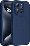 Miracase Funda de silicona y magnética para iPhone 15 Pro, azul oscuro