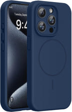 Miracase Funda de silicona y magnética para iPhone 15 Pro, azul oscuro