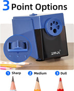 Sacapuntas eléctrico, resistente para aula, 0.236-0.472 in, azul