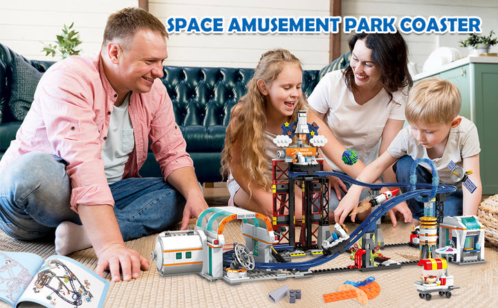 HOGOKIDS Juguete de construcción de montaña rusa espacial