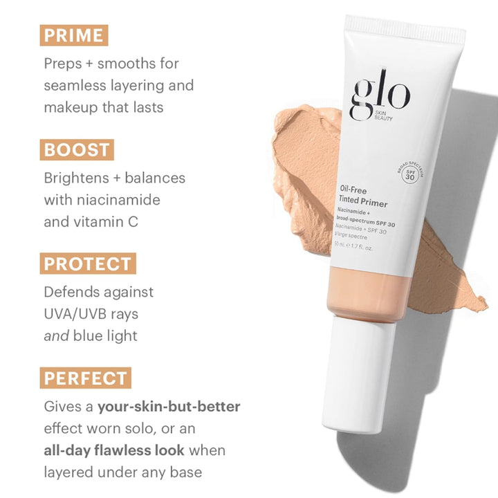 Glo Skin Beauty Primer tintado sin aceite SPF 30, (ligero) 1.7 oz \...