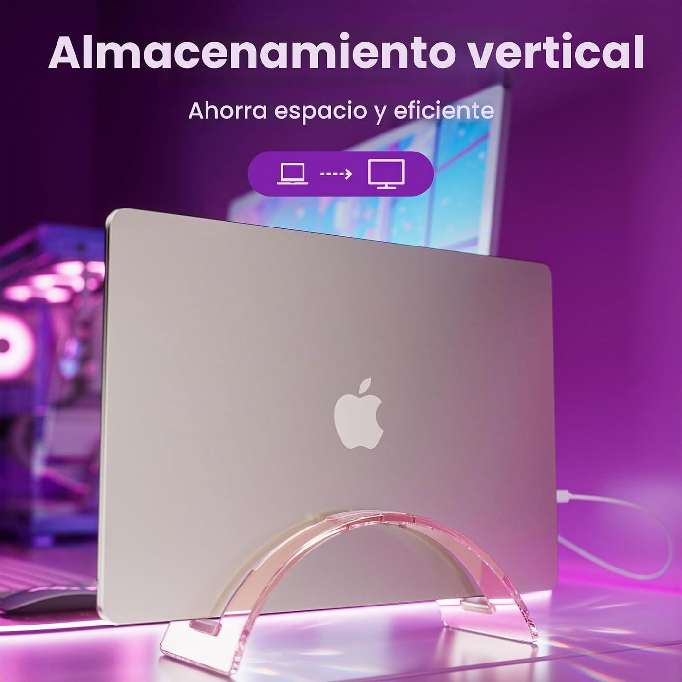 Soporte vertical acrílico para computadora de escritorio, base invi...