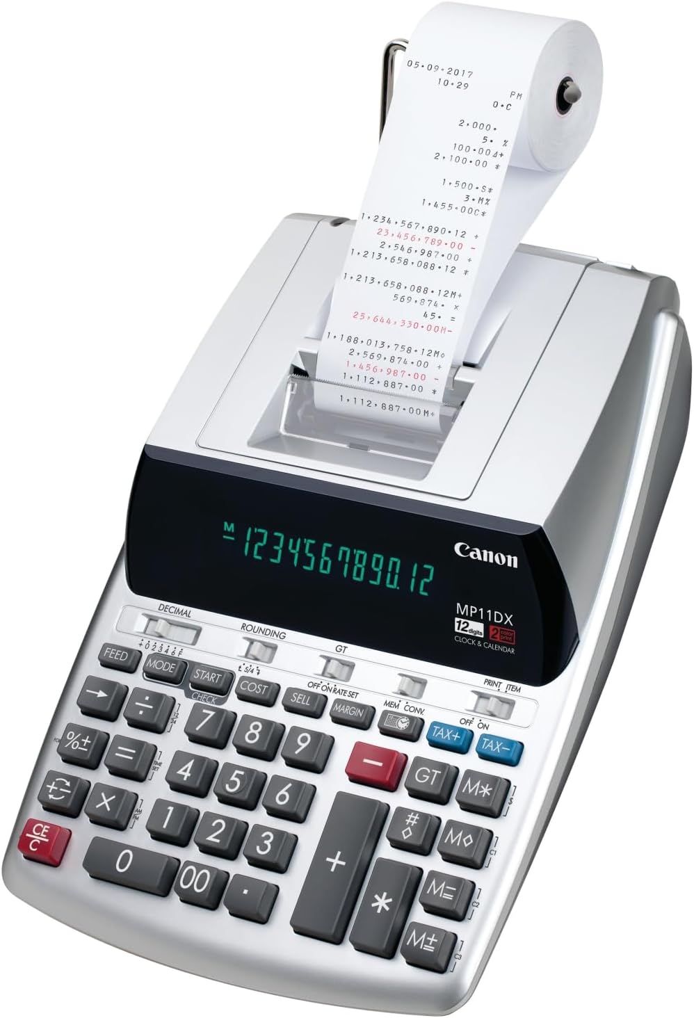 Canon MP11DX-2 - calculadora con impresora para escritorio con conversión de divisas, reloj y calendario