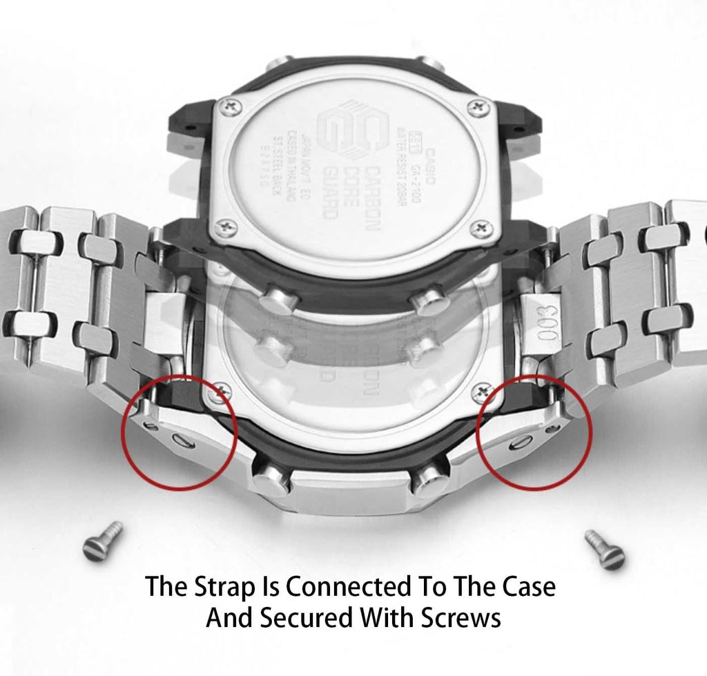 Ga2100 - Funda para correa de reloj, piezas de kit de modificación, bisel de banda de acero inoxidable de metal 316L, anillo de accesorios de roble real personalizado, compatible con relojes