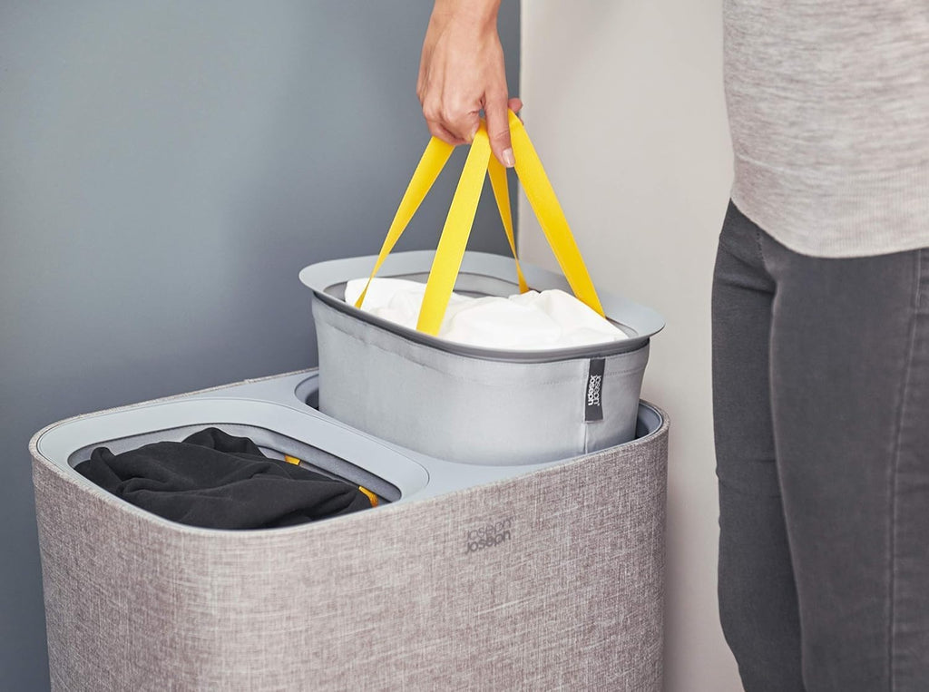 Joseph Joseph Tota - Cesta para ropa sucia con tapa, clasificador doble de 100 L, bolsas extraíbles