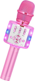 Juguetes para niñas, micrófono de karaoke para niños pequeños con luces, para niñas, fiesta de cumpleaños, juguete para niños de 3, 4, 5, 6, 7, 8 + (rosa claro)