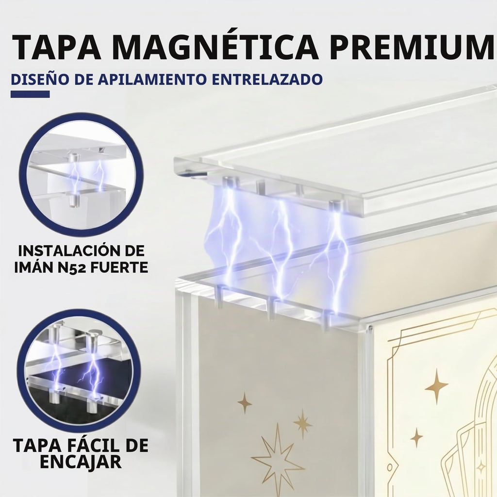 Paquete de 4 fundas protectoras de acrílico ETB, protector de caja Elite Trainer, impermeable, resistente a los arañazos, apilable con acrílico de 0.315 pulgadas de grosor, tapa magnética