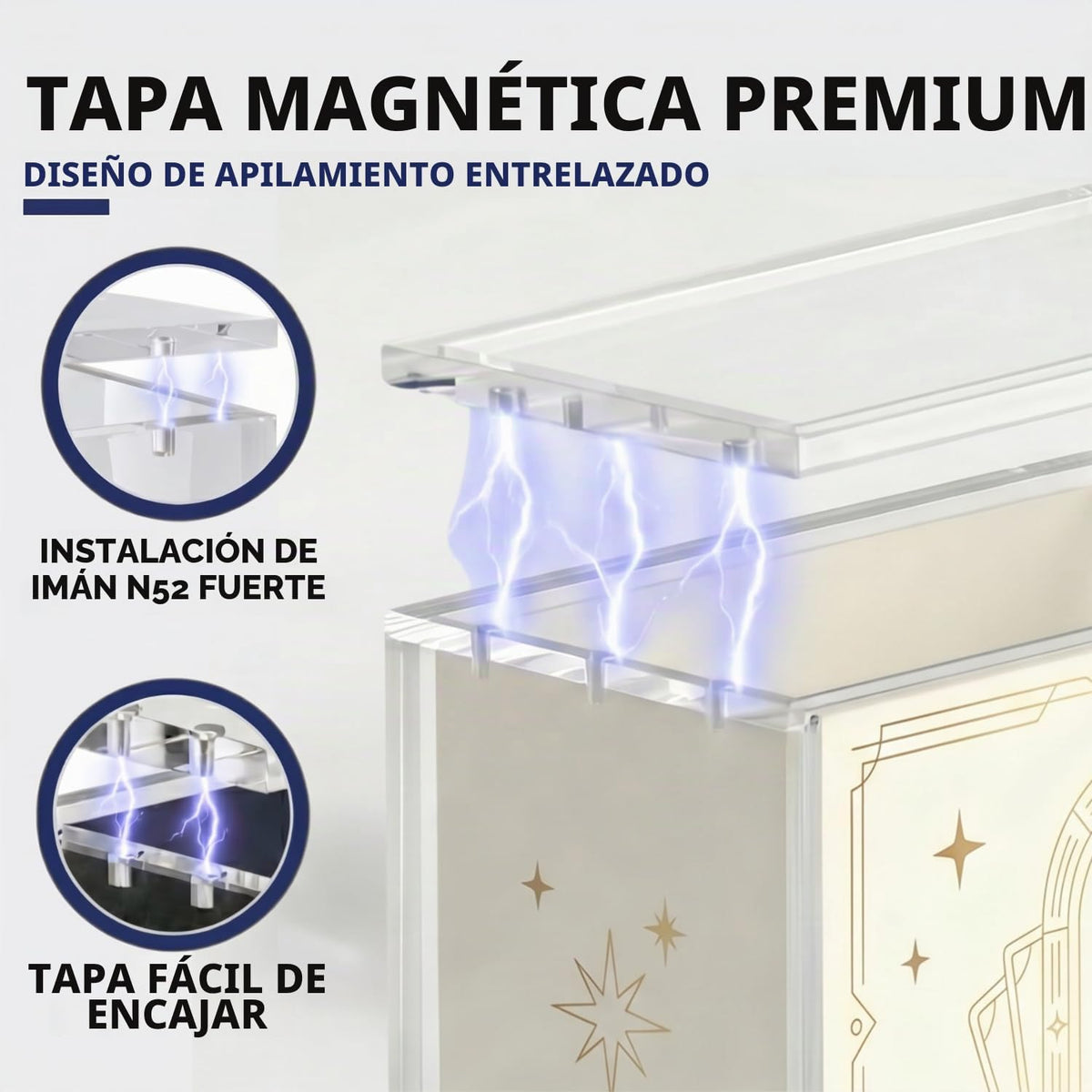 Paquete de 4 fundas protectoras de acrílico ETB, protector de caja Elite Trainer, impermeable, resistente a los arañazos, apilable con acrílico de 0.315 pulgadas de grosor, tapa magnética