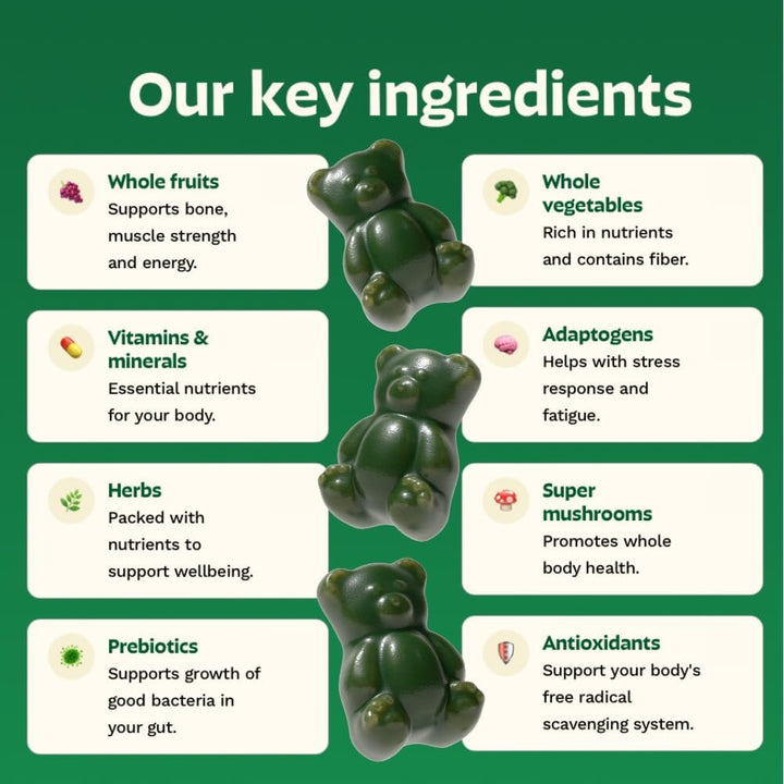 Gruns Super Greens - Gomitas multivitamínicas para adultos, vitamin...
