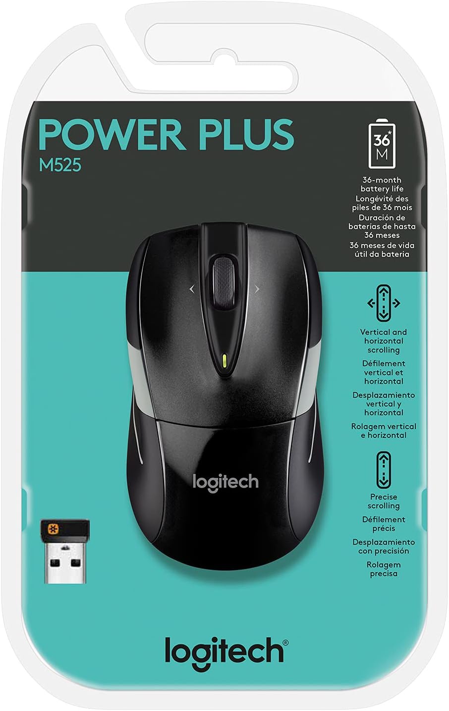 Mouse inalámbrico de Logitech M525, Negro \/ Gris Paquete de 10