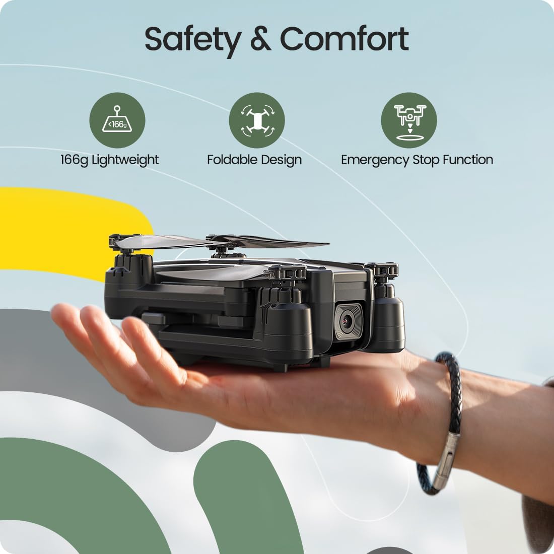 Holy Stone HS440 Drone FPV plegable con cámara WiFi 1080P para adultos principiantes y niños; control de gestos de voz RC Quadcopter con batería modular para largo tiempo de vuelo, vuelo automático, estuche de transporte