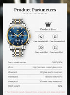 OLEVS Reloj para Hombre Diamante Negocios Vestimenta Analógico Acero Inoxidable a Prueba de Agua Lúmina Fecha Dos Tonos Lujo Casual de Muñeca