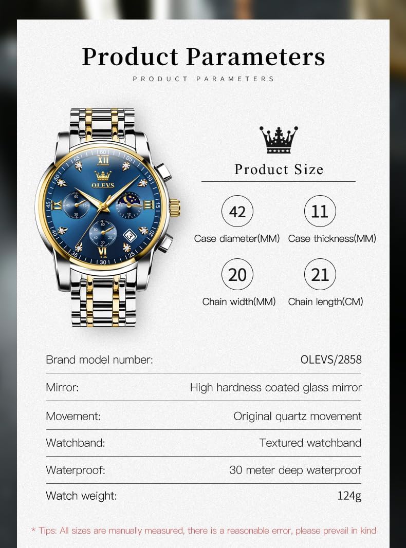OLEVS Reloj para Hombre Diamante Negocios Vestimenta Analógico Acero Inoxidable a Prueba de Agua Lúmina Fecha Dos Tonos Lujo Casual de Muñeca