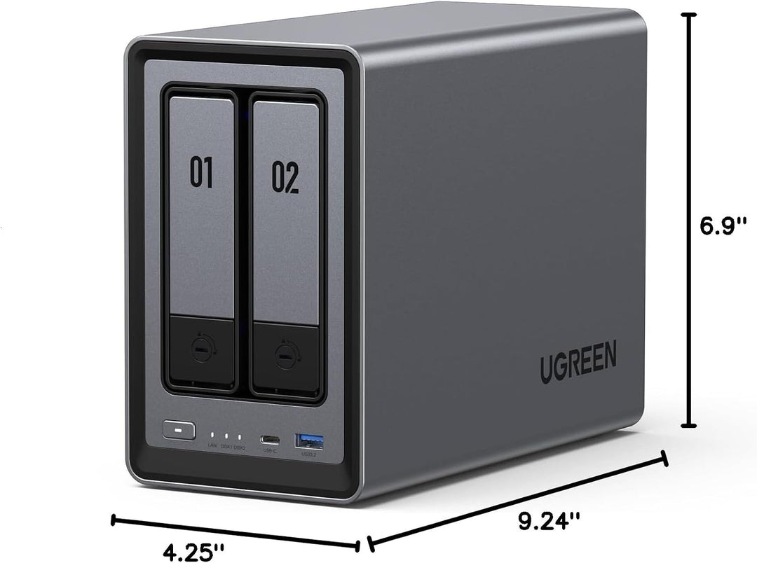 UGREEN NAS DXP2800 Almacenamiento de red de escritorio de 2 bahías,...