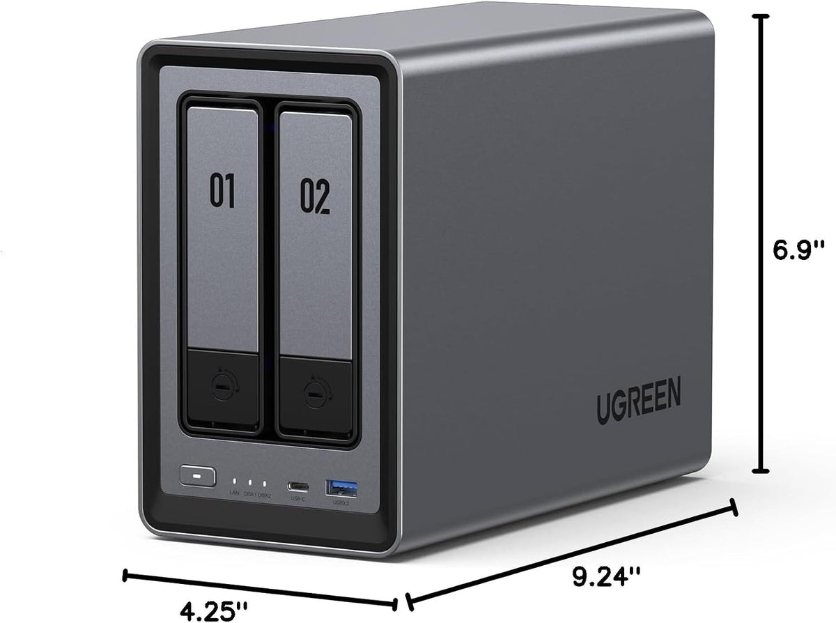 UGREEN NAS DXP2800 Almacenamiento de red de escritorio de 2 bahías,...
