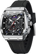 OLEVS Relojes para Hombre Casual Lujo Cara Grande Cronógrafo Multifuncional Relojes de Hombre Correa de Silicona/Nylon Duradera 3 ATM Resistente al Agua Reloj de Hombre Fecha Fase Lunar Reloj