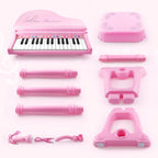 Love & Mini - Piano/teclado de juguete color rosa; instrumento musical con micrófono para niños como regalo de cumpleaños