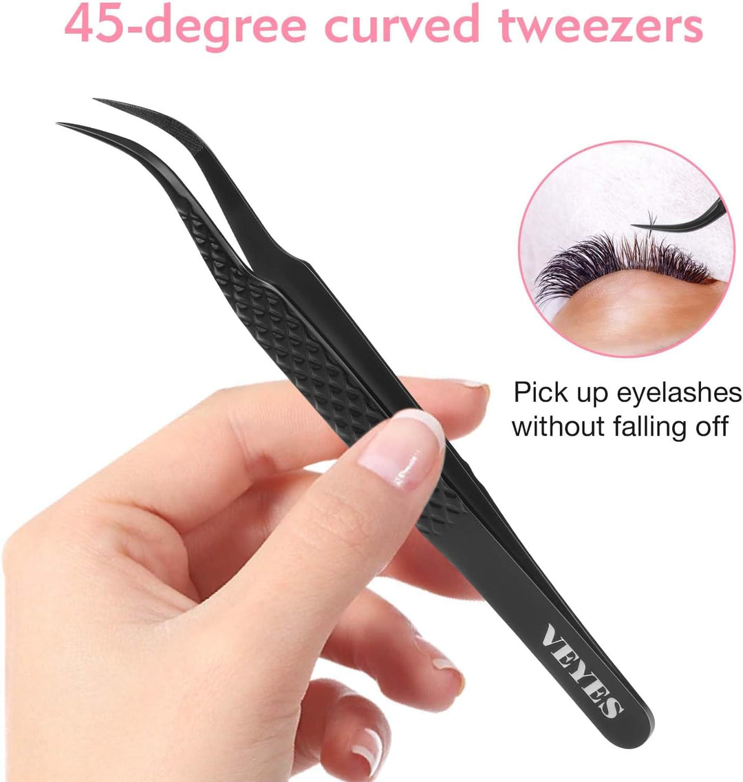 VEYES INC Pinzas de pestañas para extensiones de pestañas, pinzas d...