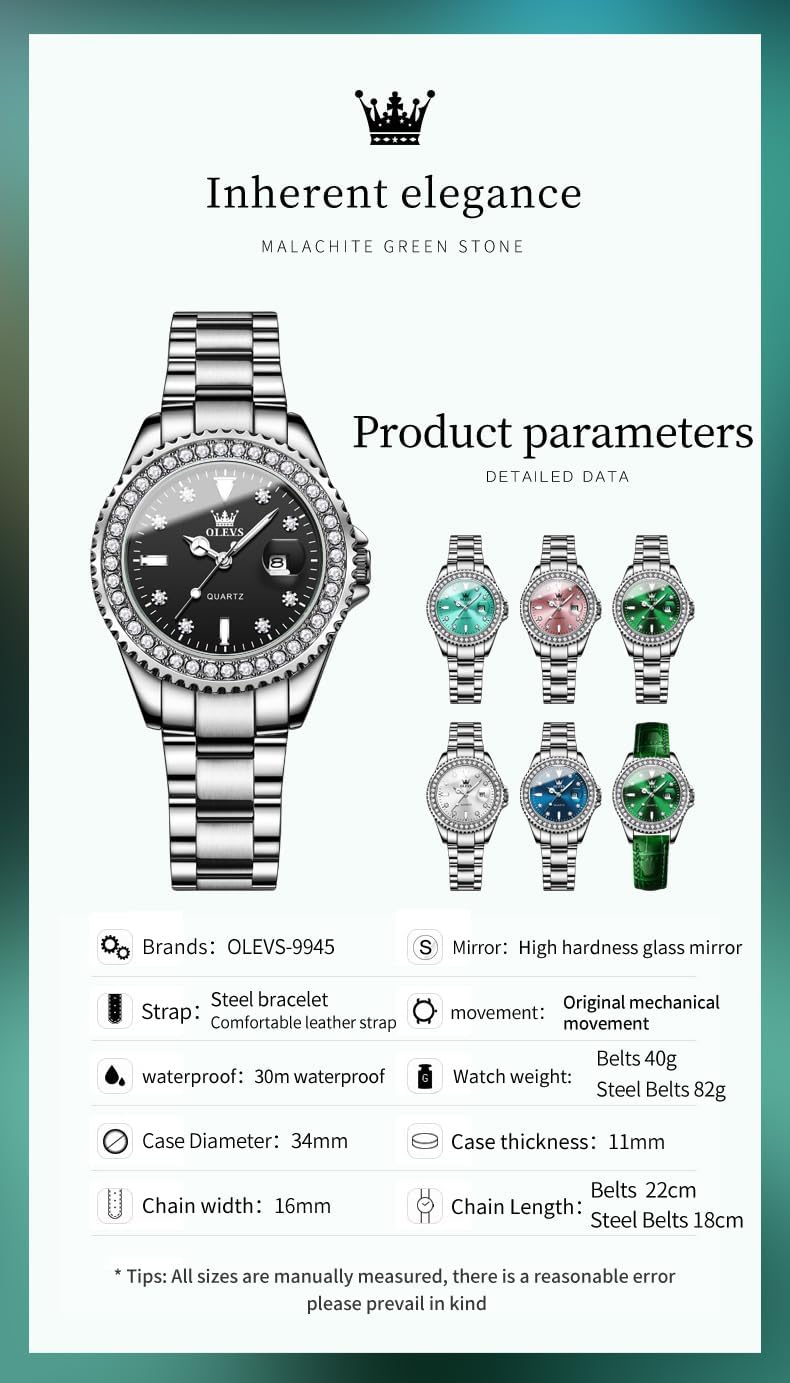 OLEVS Relojes para Mujeres Lujo Diamante con Fecha Analógico Cuartz para Mujer