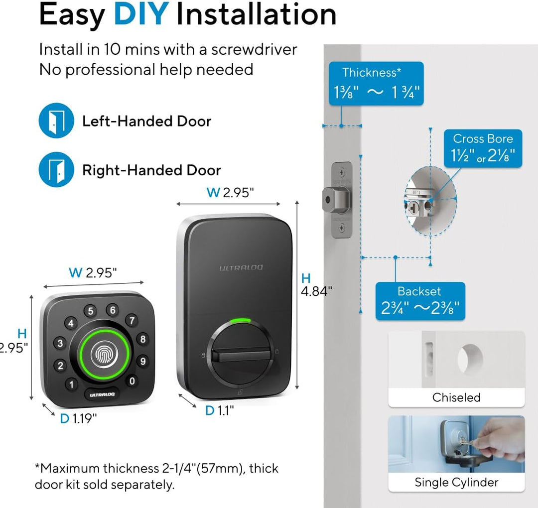 ULTRALOQ U-Bolt Pro - Cerradura inteligente WiFi con sensor de puer...