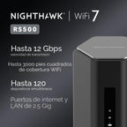 NETGEAR Nighthawk WiFi 7 Router RS500, hasta 3000 pies cuadrados, 12 Gbps, 12.0 Gbps