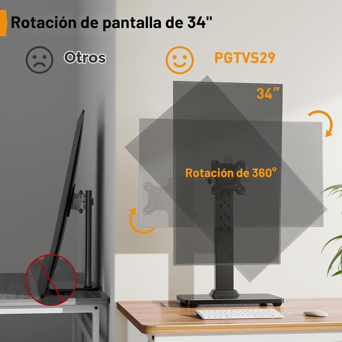 Perlegear - Soporte de monitor único para pantallas de 13 a 34 pulgadas de
