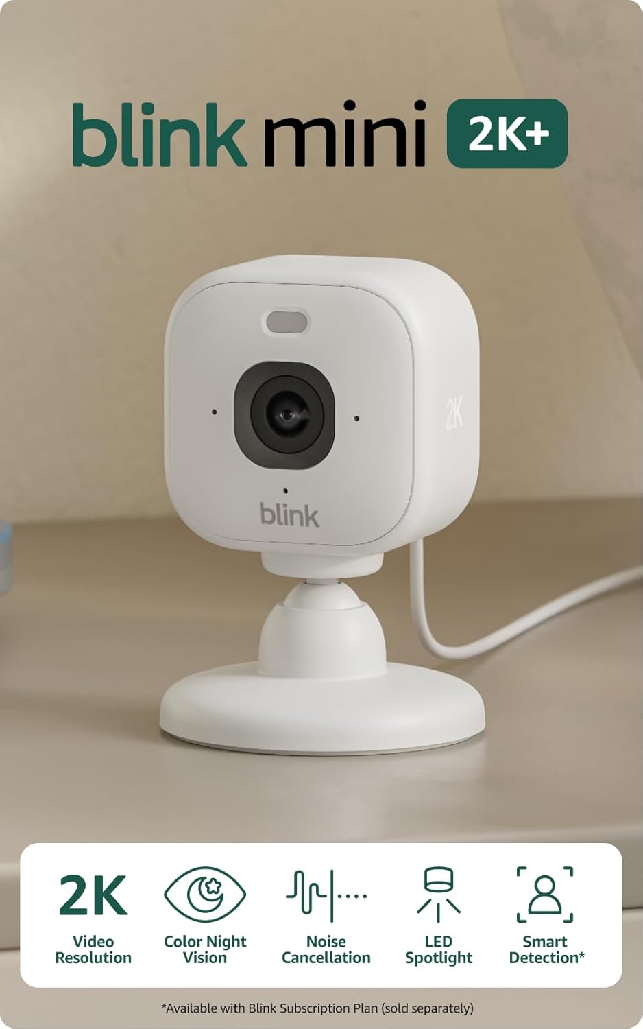 Blink Mini 2K+ (último modelo) - Cámara interior con enchufe. Ve ma...