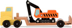 Melissa & Doug Juego de vehículos de madera para remolque y excavadora (3 piezas)
