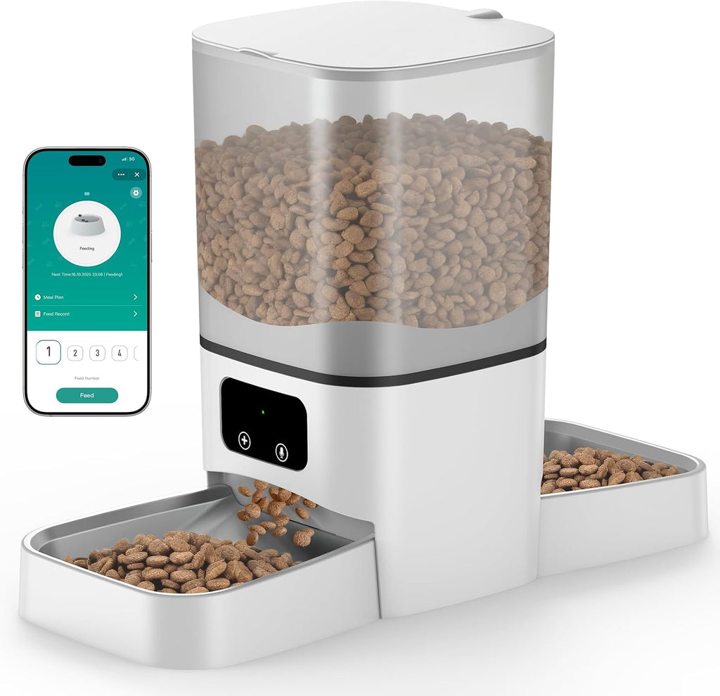 Alimentador automático para gatos de 6 litros para 2 gatos, control de