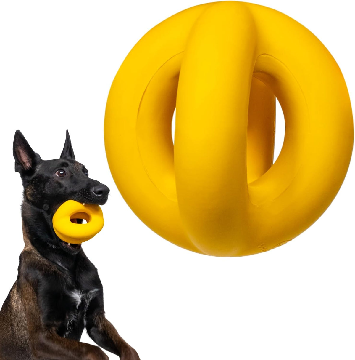 Indestructible Dog Ball - Lifetime Replacement - Durable Dog Toy para Aggressive Chewers - Safe, Non-Toxic Natural Rubber - Chew, Tug & Fetch - Tough, Heavy Duty Chew Toy - 4” (Softball Size)