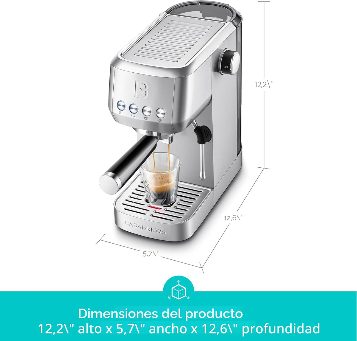 CASABREWS Máquina de café espresso de acero inoxidable 3700 Essential con