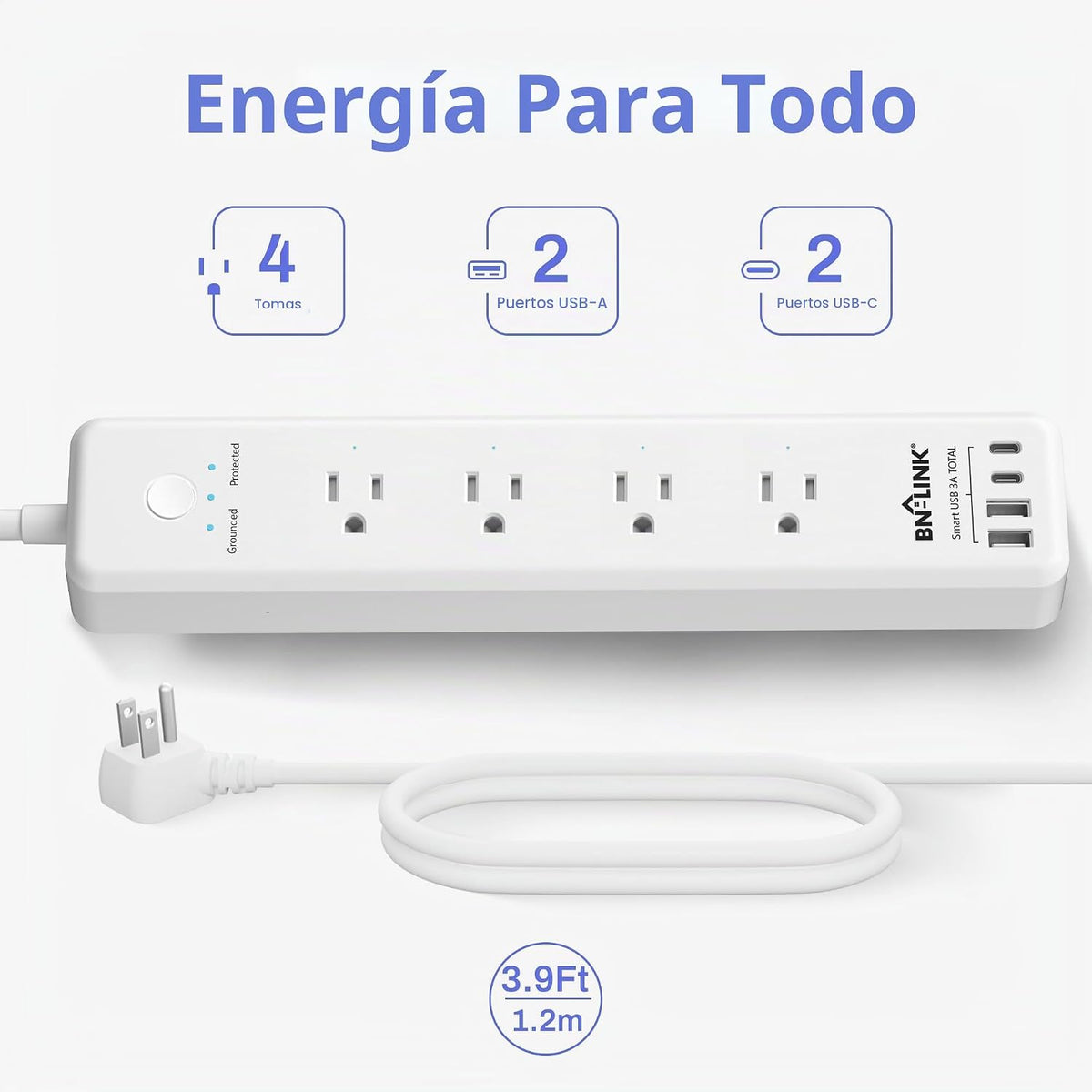 BN-LINK Regleta de control remoto con 4 tomacorrientes independientes, 4