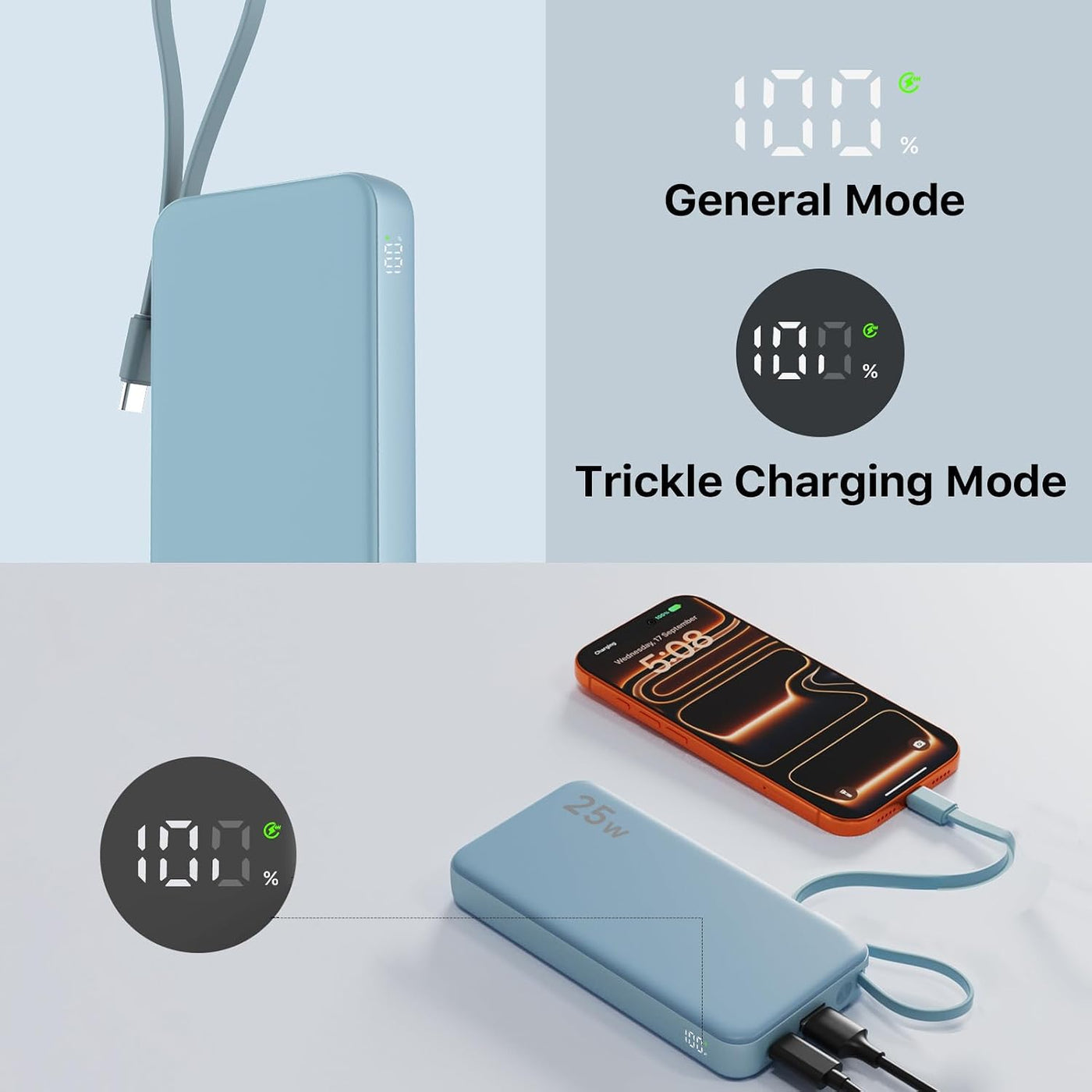 NOBIS Cargador portátil 25W 10000mAh Power Bank con cable USB-C inc...