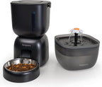 Alimentador automático para gatos y dispensador de agua FW1, dispensador de comida para gatos con cable o batería, temporizador, alimentador para mascotas con tapa de cierre, bolsa desecante, control
