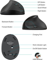 Lekvey Ratón ergonómico, mouse inalámbrico vertical para manos pequ...