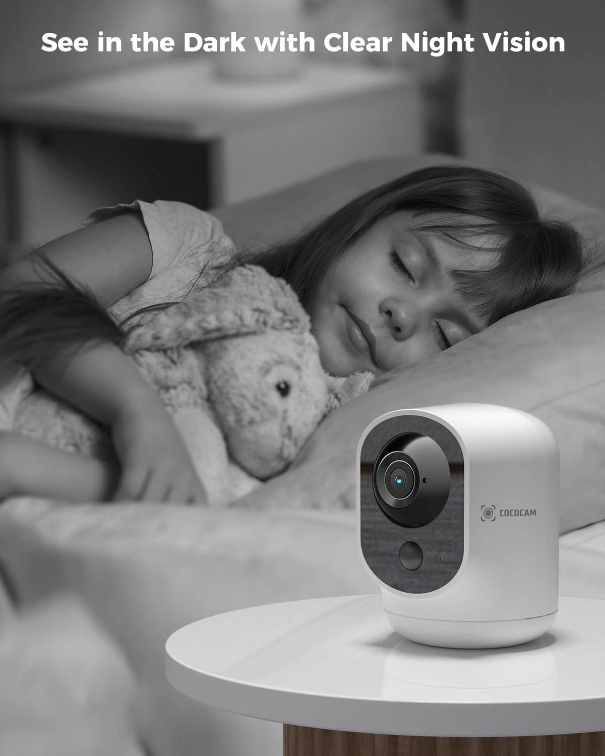 COCOCAM Cámara de Seguridad 2K para Interiores Pan/Tilt con Batería de 5200mAh, Cámara WiFi, Inalámbrica para Monitor de Bebé/Mascota/Seguridad en el Hogar, Reconocimiento IA, Detección Humana PIR