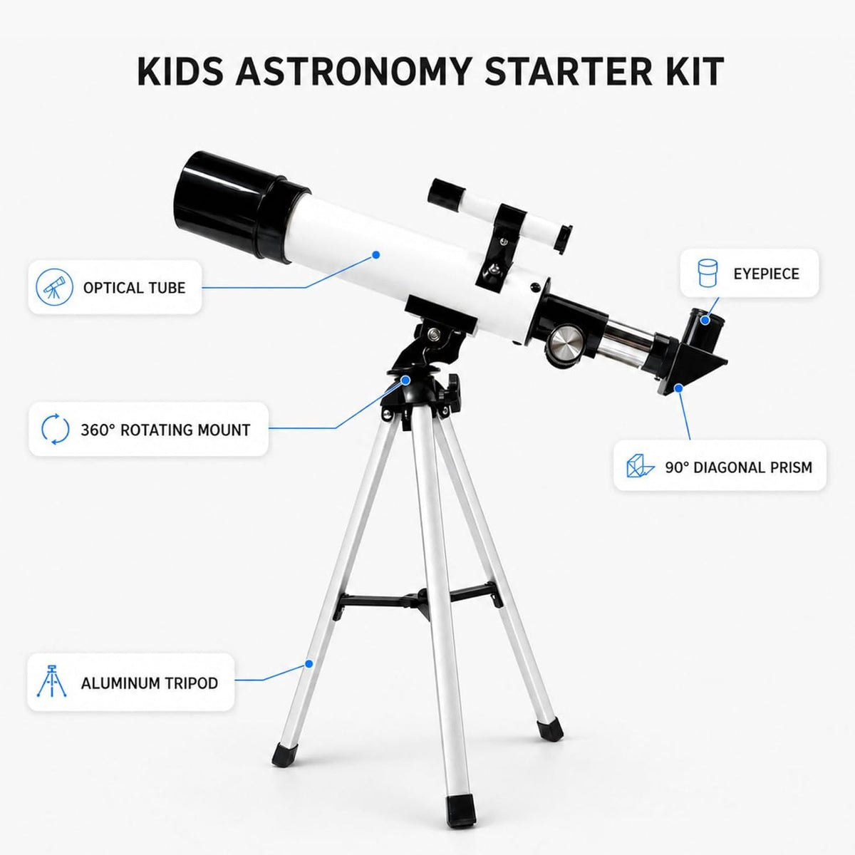 Telescopio para niños de 8 a 12 años, 100 aumentos para