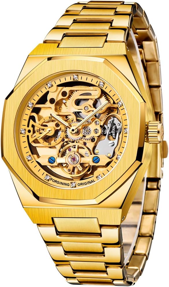 Tiong Fashion Relojes para Hombre Marca Top Lujo Automático Mecánico Acero Inoxidable Reloj de Pulsera Skeleton de Negocios y Moda