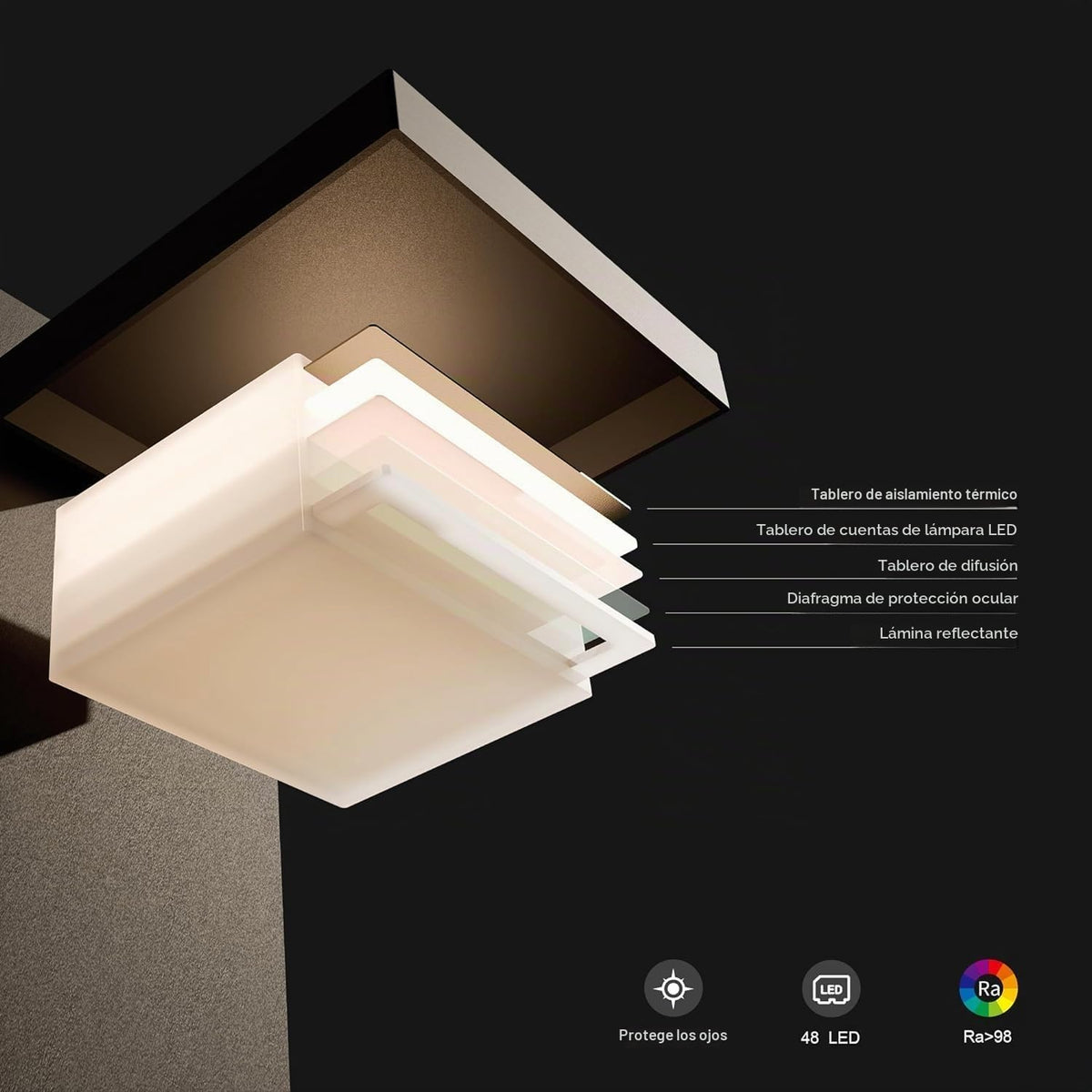 Lámpara Lámpara de pared moderna con sensor de movimiento para exteriores con vidrio, LED de 850 lúmenes, linterna de aluminio impermeable IP65, iluminación exterior antioxidante para porche, garaje, puerta delantera, patio, negro