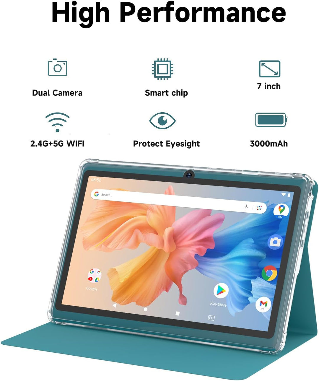 HOTTABLET Tablet Android 14.0 de 7 pulgadas con funda protectora, 8...