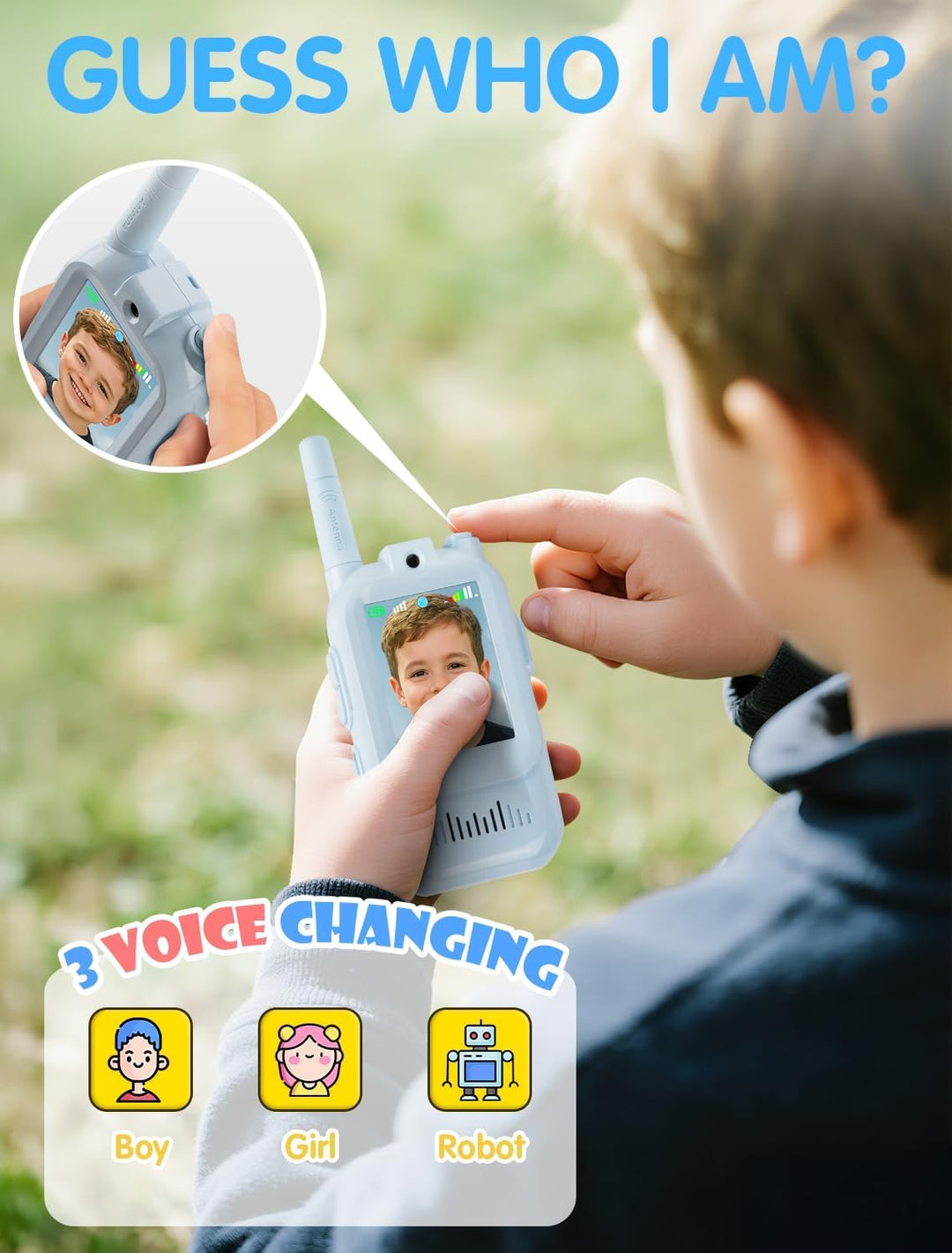 Walkie Talkie para niños con video: paquete de 2 juguetes recargabl...