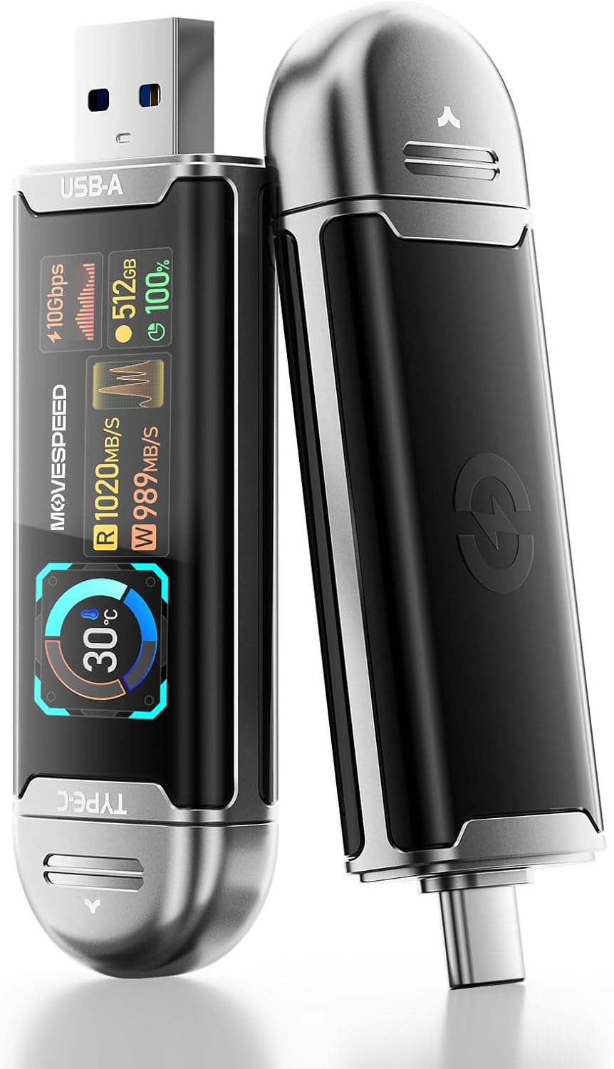 MOVE SPEED Unidad USB de 512 GB con pantalla inteligente 1090 MB\/s...
