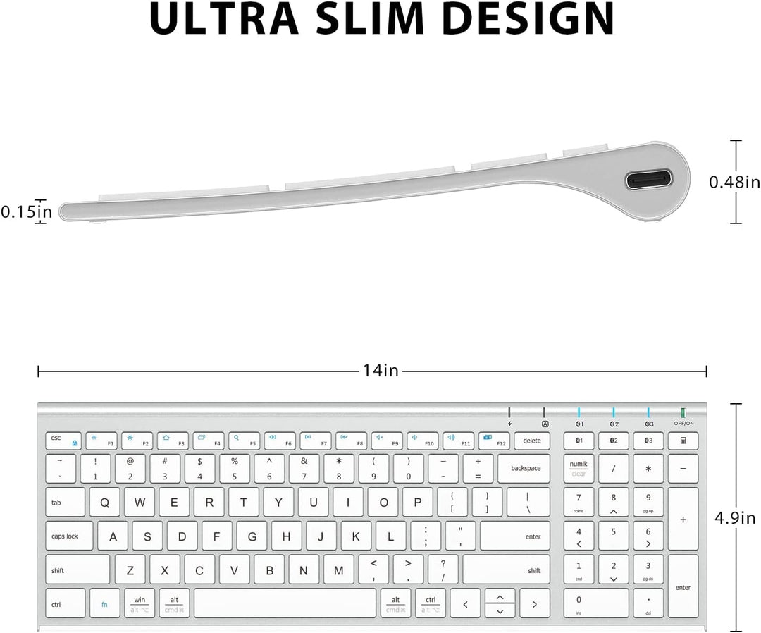 iClever BK10 Teclado Bluetooth, Teclado Inalámbrico Bluetooth 5.1 U...