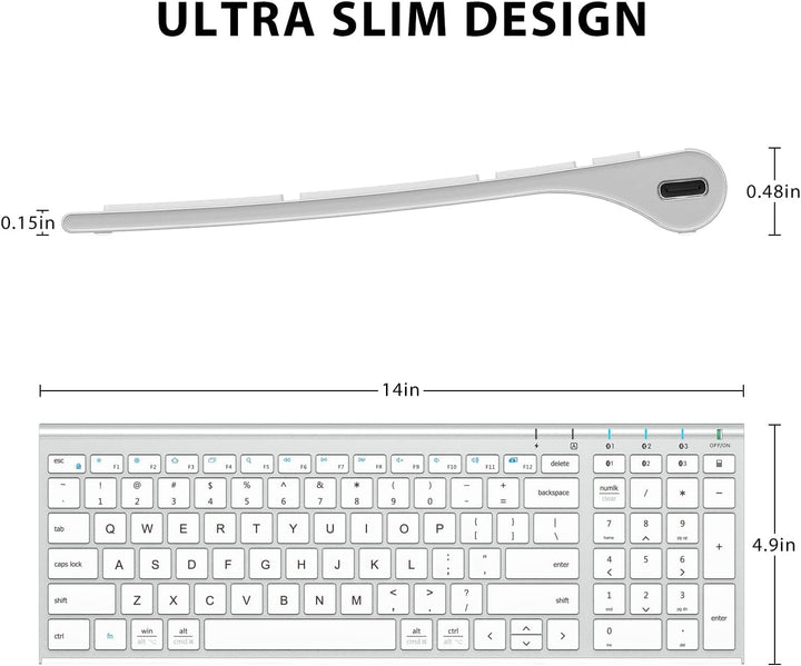 iClever BK10 Teclado Bluetooth, Teclado Inalámbrico Bluetooth 5.1 U...