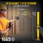 Klein Tools Cinta métrica 9235, cinta métrica magnética resistente con hoja reforzada de nailon de doble cara de doble gancho de 35 pies, con clip de cinturón de metal