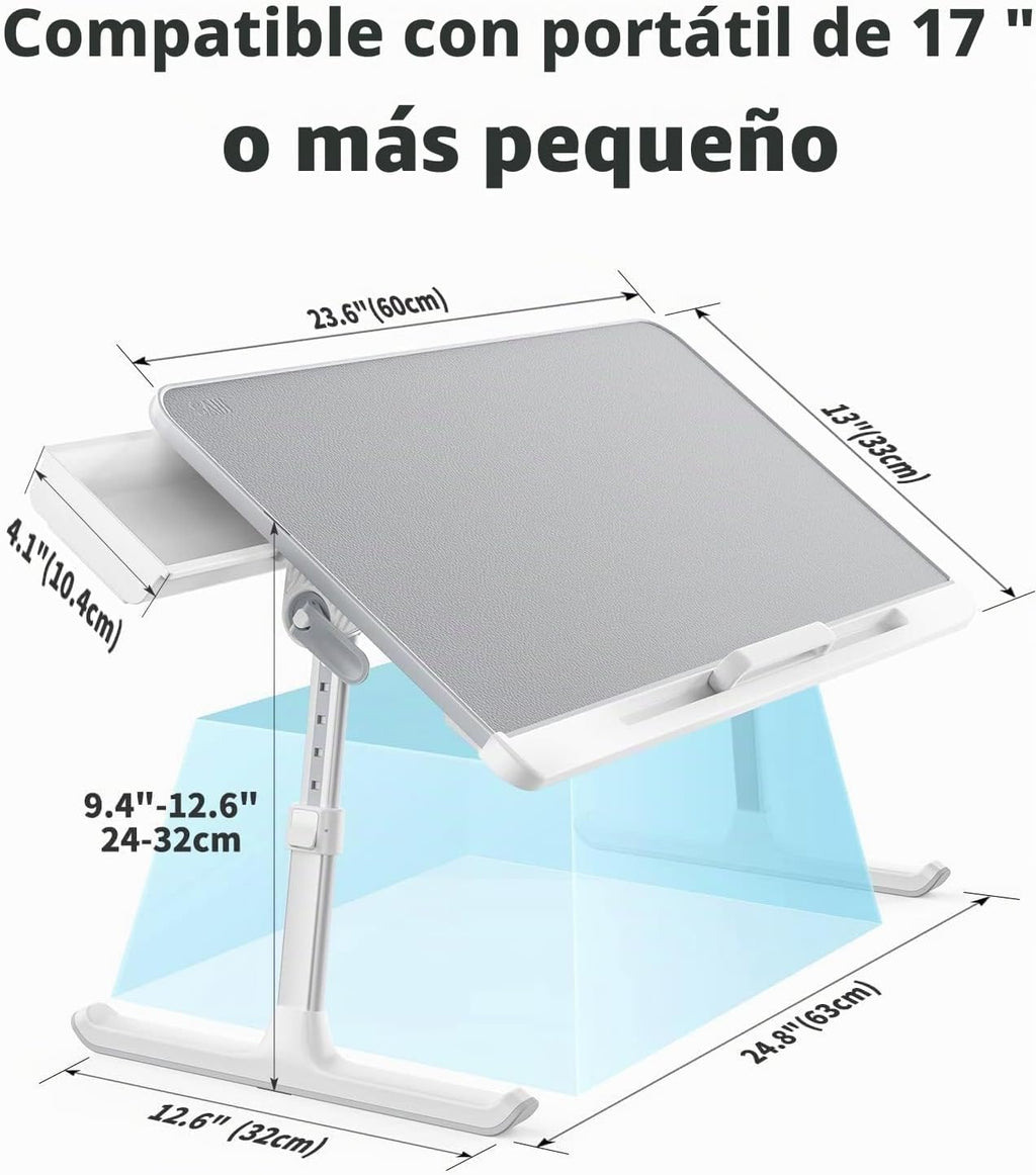 SAIJI Bandeja para Laptop para Cama - Mesa de Regazo Ajustable para Sofá (Gris)
